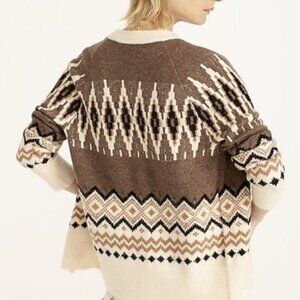 J. Crew Fair Isle Cardigan Merino Wool Alpaca Blend Women's Size XL NWT